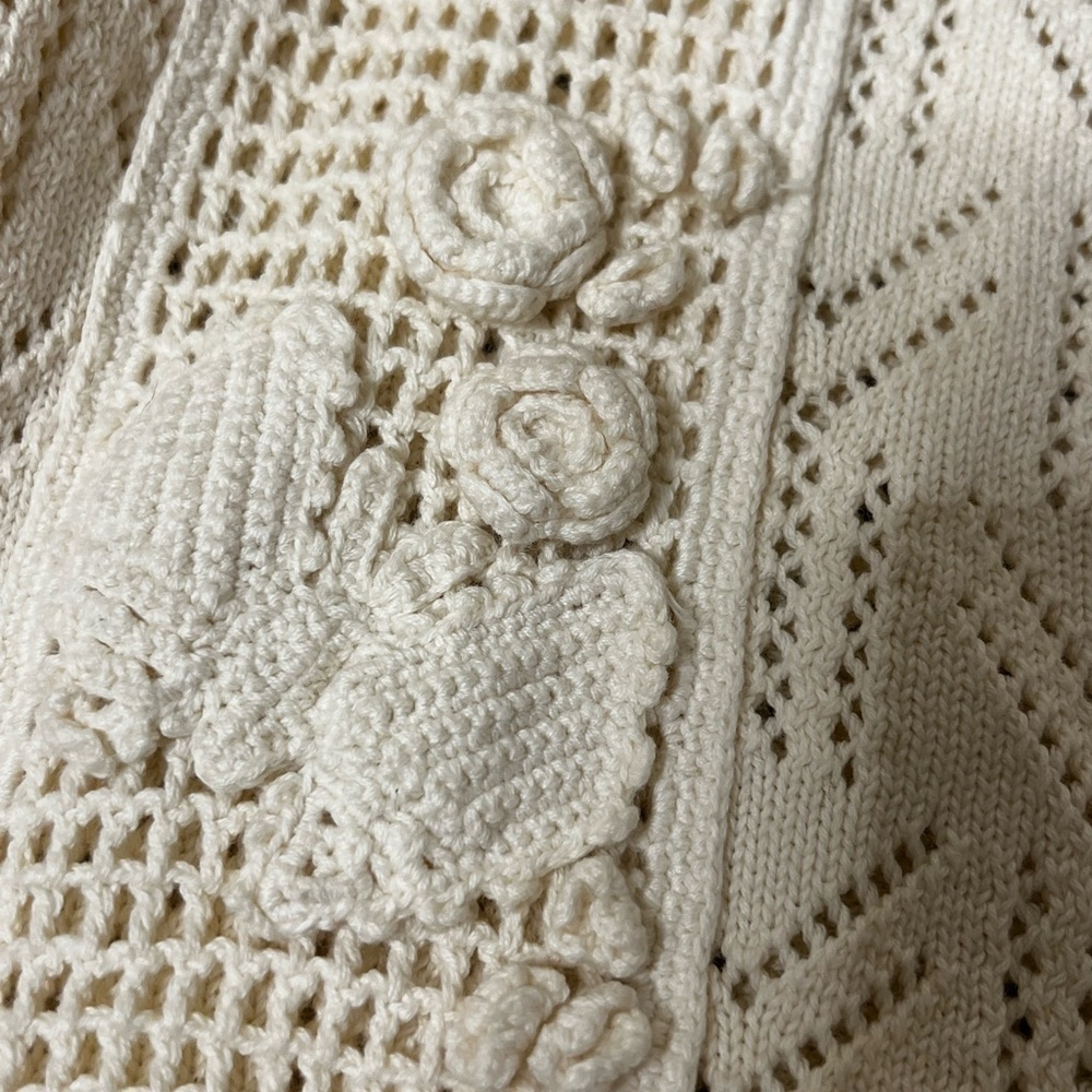 Vintage Lara Ferrante crochet knit pearl cardigan - Picture 3 of 5